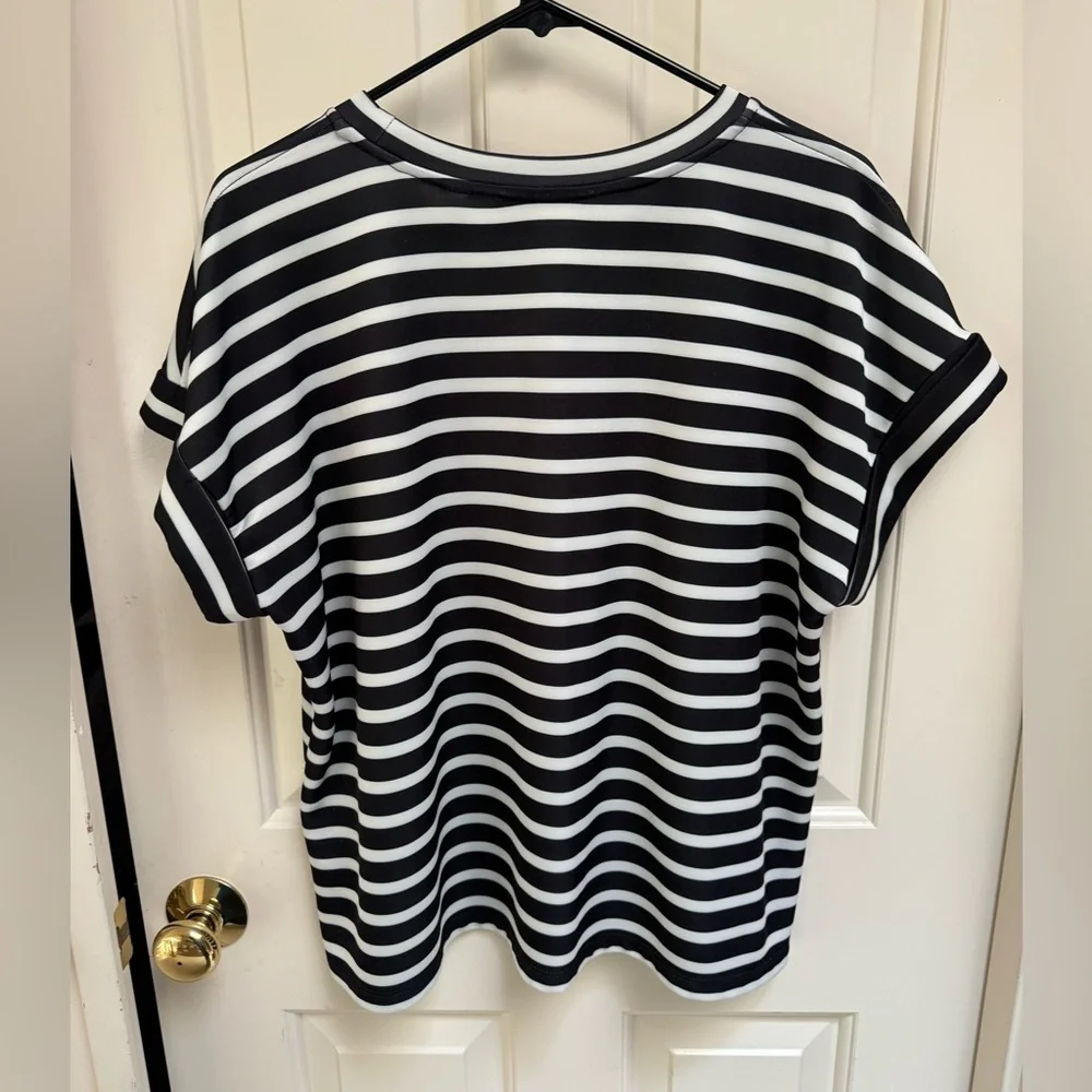 Tahari Roll Sleeve Scuba Top - Picture 7 of 7